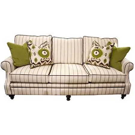 Casual Rolled Arm Sofa with Welt Cord Trim